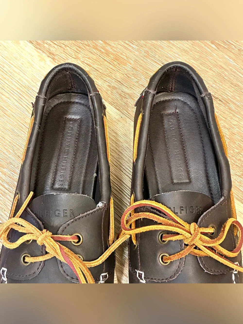 Tommy Hilfiger Leather Boat Shoes Dark Brown Men’s Size US 9 EU 42